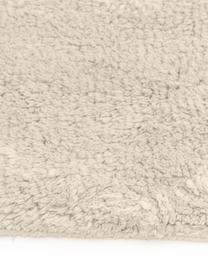 Passatoia in cotone taftata a mano con frange Lines, Beige, bianco crema, Larg. 80 x Lung. 250 cm