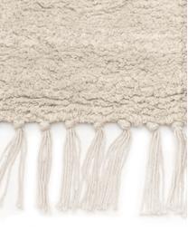 Ručne tuftovaný bavlnený behúň so strapcami Lines, Béžová, biela, Š 80 x D 250 cm