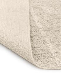 Handgetufte katoenen loper Lines met franjes, Beige, crèmewit, B 80 x L 250 cm