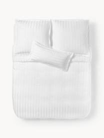 Pruhovaná posteľná bielizeň z bavlneného saténu Willa, Biela, Š 200 x D 200 cm + 2 vankúše 80 x 80 cm