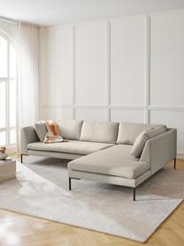 Ecksofa Emma mit Metall-Füßen, Bezug: Polyester, Gestell: Massives Kiefernholz, Bir, Füße: Metall, pulverbeschichtet, Webstoff Hellbeige, B 302 x T 220 cm, Eckteil links