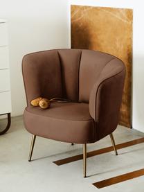 Fauteuil cocktail velours marron Louise, Velours brun, larg. 76 x prof. 75 cm