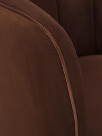 Poltrona in velluto marrone Louise, Rivestimento: velluto (poliestere) 30.0, Piedini: metallo rivestito, Velluto marrone, Larg. 76 x Prof. 75 cm