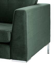 Samt-Ecksofa Luna, Bezug: Samt (Polyester) 80.000 S, Gestell: Massives Buchenholz, Füße: Metall, galvanisiert, Samt Dunkelgrün, Silber, B 280 x T 184 cm