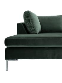 Sofa narożna z aksamitu Luna, Tapicerka: aksamit (100% poliester) , Stelaż: lite drewno bukowe, Nogi: metal galwanizowany, Ciemny zielony, S 280 x G 184 cm