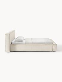 Letto imbottito in velluto a coste con contenitore Lennon, Rivestimento: velluto a coste (98% poli, Struttura: legno di pino massiccio, , Piedini: legno, plastica Questo pr, Velluto a coste beige chiaro, Larg. 208 x Lung. 243 cm (superfice 140 x 200 cm)