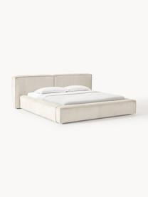 Letto imbottito in velluto a coste con contenitore Lennon, Rivestimento: velluto a coste (98% poli, Struttura: legno di pino massiccio, , Piedini: legno, plastica Questo pr, Velluto a coste beige chiaro, Larg. 208 x Lung. 243 cm (superfice 140 x 200 cm)