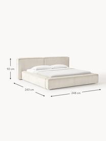 Letto imbottito in velluto a coste con contenitore Lennon, Rivestimento: velluto a coste (98% poli, Struttura: legno di pino massiccio, , Piedini: legno, plastica Questo pr, Velluto a coste beige chiaro, Larg. 208 x Lung. 243 cm (superfice 140 x 200 cm)