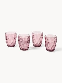 Wassergläser Colorado mit Strukturmuster, 4 Stück, Glas, Mauve, Ø 8 x H 10 cm, 260 ml