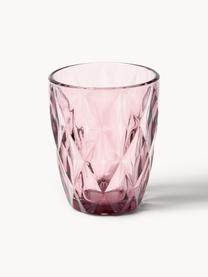 Vasos con relieve Colorado, 4 uds., Vidrio, Malva, Ø 8 x Al 10 cm, 260 ml