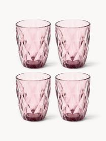 Waterglazen Colorado met structuurpatroon, 4 stuks, Glas, Mauve, Ø 8 x H 10 cm, 260 ml