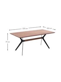 Table bois de noyer massif Downtown, différentes tailles, Brun, noir, larg. 180 x prof. 90 cm