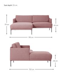 Kleines Samt-Ecksofa Fluente in Rosa
mit Metall-Füßen, Bezug: Samt (100 % Polyester) De, Gestell: Massives Kiefernholz, FSC, Füße: Metall, pulverbeschichtet, Samt Rosa, B 198 x T 152 cm