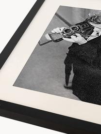 Oprawiony druk cyfrowy James Dean with Camera, Czarny, złamana biel, S 33 x W 43 cm