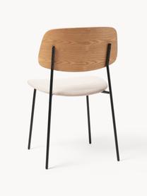 Houten stoelen Nadja met zitkussen, 2 stuks, Bekleding: polyester Met 80.000 schu, Poten: gepoedercoat metaalkleuri, Geweven stof beige, helder hout, B 50 x D 53 cm