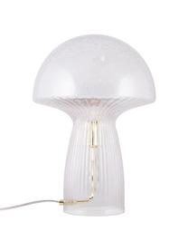 Design tafellamp Fungo van glas, Lamp: glas, Fitting: metaal, Transparant, goudkleurig, Ø 30 x H 42 cm