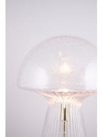 Design tafellamp Fungo van glas, Lamp: glas, Fitting: metaal, Transparant, goudkleurig, Ø 30 x H 42 cm