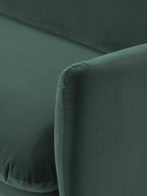 Sofa z aksamitu Moby (3-osobowa), Tapicerka: aksamit (wysokiej jakości, Stelaż: lite drewno sosnowe, Nogi: metal malowany proszkowo , Ciemnozielony aksamit, S 220 x G 95 cm