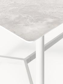 Mesa de aspecto mármol para exterior Connor, Tablero: cerámica, Estructura: metal pintado, Aspecto mármol gris claro, Off White, An 160 x F 85 cm
