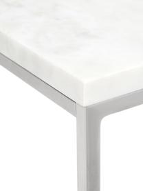 Marmor-Beistelltisch Alys, Tischplatte: Marmor, Gestell: Metall, pulverbeschichtet, Weiß, marmoriert, Silberfarben, B 45 x H 50 cm