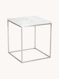 Mramorový pomocný stolík Alys, Mramorová biela, odtiene striebornej, Š 45 x V 50 cm