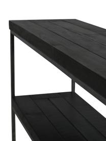 Console noire avec 2 plateaux Dalton, Tablette : noir avec structure en bois visible Structure : gris