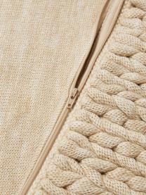 Ručne vyrobená pletená obliečka na vankúš Adyna, 100 % polyakryl, Béžová, Š 45 x D 45 cm