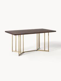 Mesa de comedor de madera de mango diseño espiga Luca, tamaños diferentes, Tablero: madera de mango maciza pi, Estructura: metal recubierto, Madera de mango, dorado, An 160 x F 90 cm