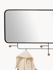 Porte-manteau mural avec miroir Gina, Noir, bois de sapin, larg. 100 x haut. 54 cm