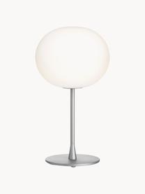 Lámpara de mesa grande regulable Glo-Ball, Pantalla: vidrio, Estructura: metal recubierto, Cable: plástico, Plateado, Ø 33 x Al 60 cm