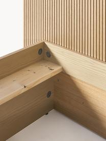 Holzbett Sato mit Stauraum, Gestell: Mitteldichte Holzfaserpla, Füße: Metall, Kunststoff, Holz, B 140 x L 200 cm