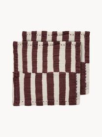 Textilné obrúsky Striped, 2 ks, 100 %  bavlna, Biela, burgundová, Š 30 x D 30 cm