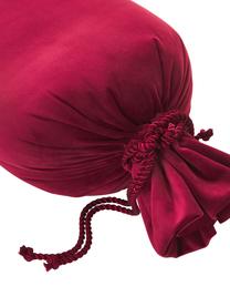 Coussin en velours rouge foncé en forme de bonbon Pandora, Velours rouge, Ø 30 cm