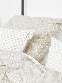 Vzorované oboustranné povlečení z organické bavlny Tiara, Světle béžová, bílá, 140 x 200 cm + 1 polštář 80 x 80 cm