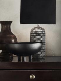 Grote keramische tafellamp Svensson met fluwelen lampenkap, Lampenkap: fluweel, Lampvoet: keramiek, Zwart, grijs, Ø 30 x H 53 cm