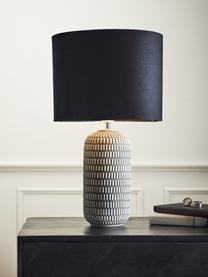 Grande lampe à poser céramique et velours Svensson, Noir, gris