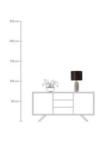 Lámpara de mesa grande de cerámica y teciopelo Svensson, Pantalla: terciopelo, Cable: plástico, Negro, gris, Ø 30 x Al 53 cm