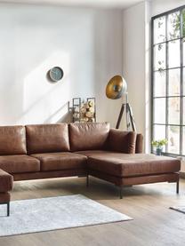 Sofá rinconero grande Seattle, estilo vintage, Tapizado: 100% poliéster, Estructura: madera, aglomerado, Patas: metal recubierto, Marrón, An 242 x F 86 cm, chaise longue derecha