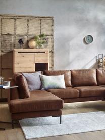 Sofá rinconero grande Seattle, estilo vintage, Tapizado: 100% poliéster, Estructura: madera, aglomerado, Patas: metal recubierto, Marrón, An 242 x F 86 cm, chaise longue derecha