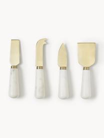 Sada nožů na sýr s mramorovými rukojeťmi Agata, 4 díly, Zlatá, bílá, mramorovaná, D 14 cm