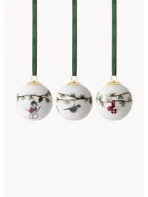 Boules de Noël en porcelaine Hammershøi, 3 élém., Porcelaine, Blanc, multicolore, Ø 6 cm