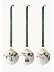 Boules de Noël en porcelaine Hammershøi, 3 élém., Porcelaine, Blanc, multicolore, Ø 6 cm