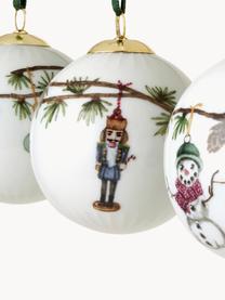 Boules de Noël en porcelaine Hammershøi, 3 élém., Porcelaine, Blanc, multicolore, Ø 6 cm