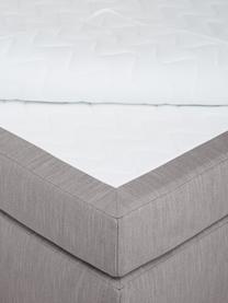 Boxspringbed Enya, Matras: 5-zones pocketvering, Poten: kunststof, Geweven stof grijs, B 140 x L 200 cm, hardheidsgraad H2