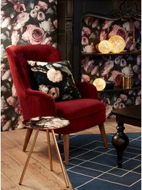 Tavolino con motivo floreale Rosa, Gambe: metallo, Nero, dorato, multicolore, Larg. 41 x Prof. 41 cm