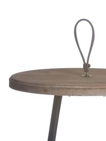 Tavolino in legno di abete Norda, Struttura: metallo, Manico: pelle, Marrone, nero, Ø 40 x Alt. 50 cm