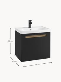 Waschtisch Senso mit Unterschrank, in verschiedenen Größen, Spanplatte,MDF, Schwarz, B 58 x H 50 cm