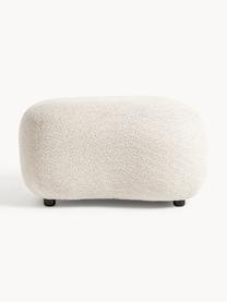 Hocker Alba aus Teddy-Bouclé, Bezug: 100 % Polyester (Teddy-Bo, Füße: Kunststoff Dieses Produkt, Teddy-Bouclé Off White, B 70 x H 42 cm, gebogen rechts