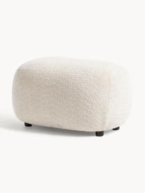 Pouf in teddy-bouclé Alba, Rivestimento: 100% poliestere (teddy bo, Teddy-bouclè bianco latte, Larg. 70 x Alt. 42 cm, curvatura a destra