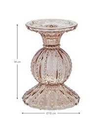 Candelabro in vetro Silva, Vetro, Rosa trasparente, Ø 10 x Alt. 14 cm